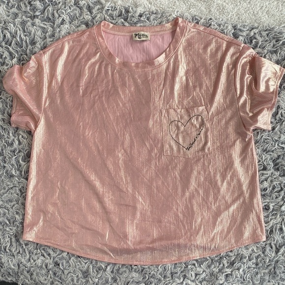 Show Me Your MuMu Pink Metallic Short Sleeve Tee Medium - Picture 4 of 15